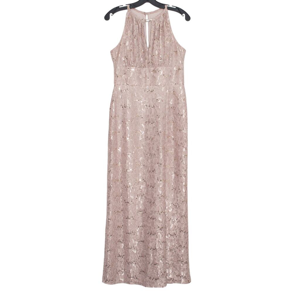 Oleg Cassini Floral Sequin Maxi Gown Blush Formal Wedding Guest Bridesmaid 6